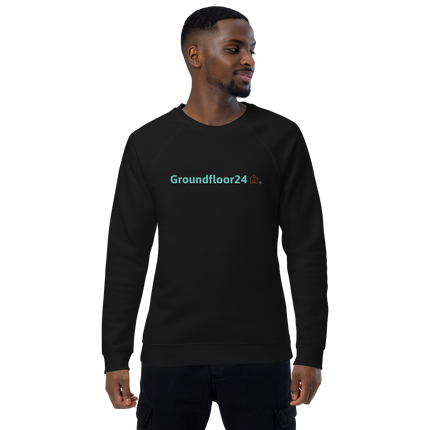 Unisex organic raglan sweatshirt with Groundfloor24 Logo