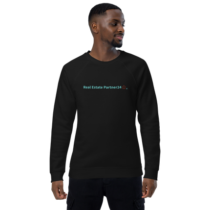 Unisex organic raglan sweatshirt with Real Estate Partner24 Logo