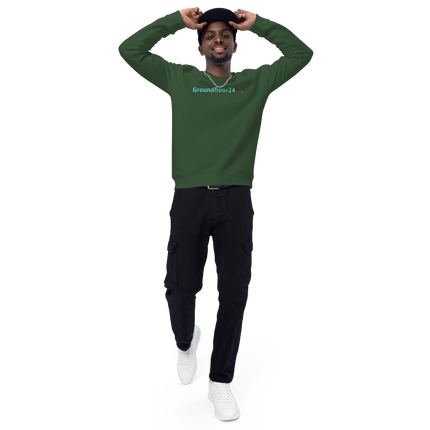 Unisex organic raglan sweatshirt with Groundfloor24 Logo