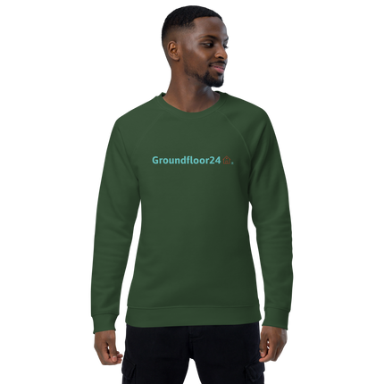 Unisex organic raglan sweatshirt with Groundfloor24 Logo