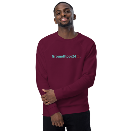 Unisex organic raglan sweatshirt with Groundfloor24 Logo