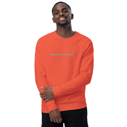 Unisex organic raglan sweatshirt with Real Estate Partner24 Logo