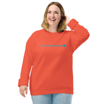 Unisex organic raglan sweatshirt with Real Estate Matching24 Logo