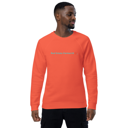 Unisex organic raglan sweatshirt with Real Estate Partner24 Logo