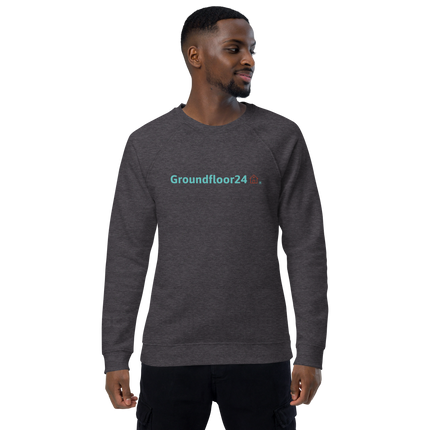 Unisex organic raglan sweatshirt with Groundfloor24 Logo