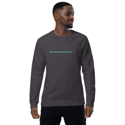 Unisex organic raglan sweatshirt with Real Estate Partner24 Logo
