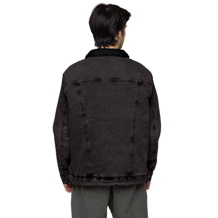 Unisex denim sherpa jacket with Real Estate Matching24 Logo