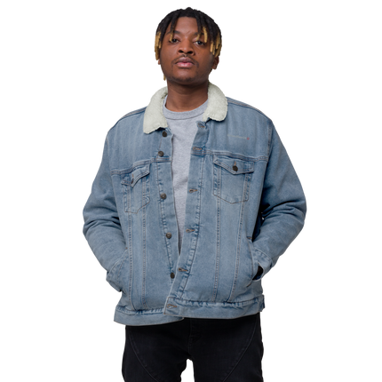 Unisex denim sherpa jacket with Groundfloor24 Logo