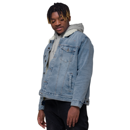 Unisex denim sherpa jacket with Groundfloor24 Logo