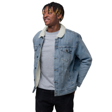 Unisex denim sherpa jacket with Groundfloor24 Logo