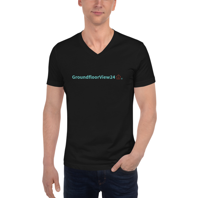 Unisex Short Sleeve V-Neck T-Shirt Groundfloorview24 with House