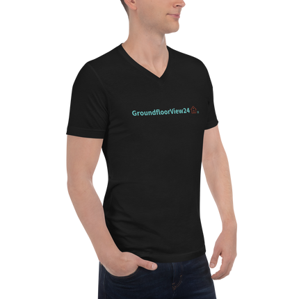 Unisex Short Sleeve V-Neck T-Shirt Groundfloorview24 with House
