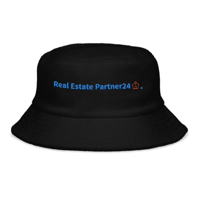 Unstructured terry cloth bucket hat Real Estate Partner24 with Logo.