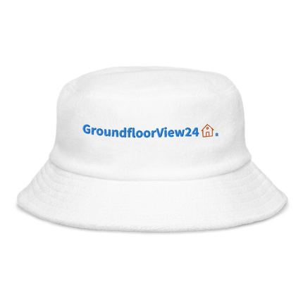 Unstructured terry cloth bucket hat GroundfloorView24 with Logo.