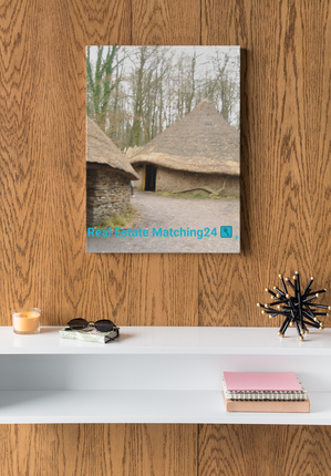 Village Charm Framed photo paper poster with realestatematching24 with key Logo