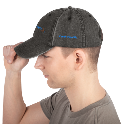 Czech Republic Vintage Dad Hat Groundfloor24 with 3 Logos.