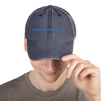 Estonia Vintage Dad Hat GroundfloorView24 with 3 Logos.