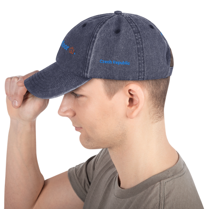 Czech Republic Vintage Dad Hat Groundfloor with 3 Logos.