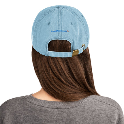 Austria Vintage Dad Hat GroundfloorView24 with 3 Logos.