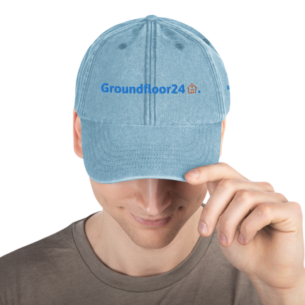 Montenegro Vintage Hat Groundfloor24 with 3 Logos.
