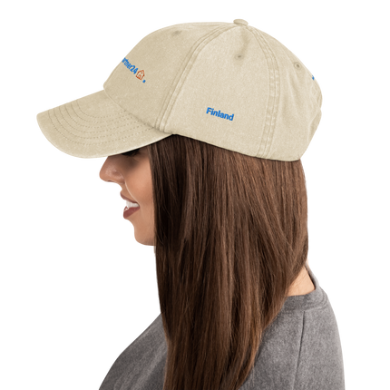 Finland Vintage Dad Hat Groundfloor24 with 3 Logos.