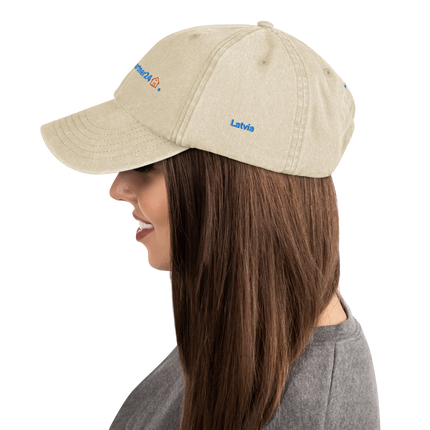 Latvia Vintage Dad Hat Groundfloor24 with 3 Logos.