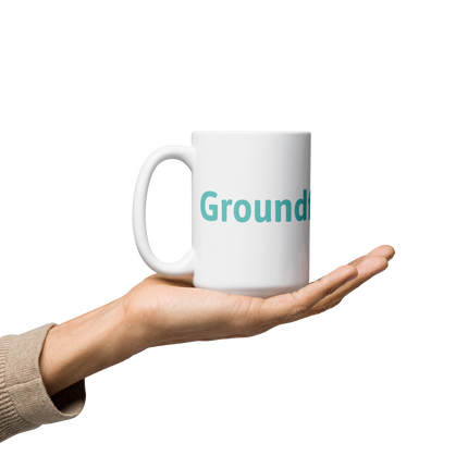 White glossy mug with Groundfloor24 Logo