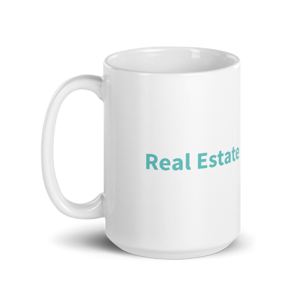 White glossy mug with Real Estate Partner24 Logo