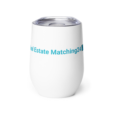 Wine tumbler with Real Estate Matching24 Logo