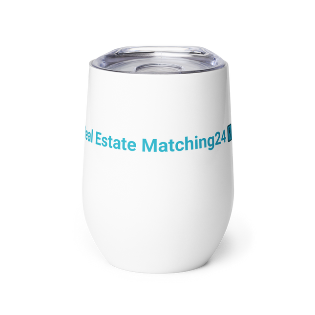 Wine tumbler with Real Estate Matching24 Logo