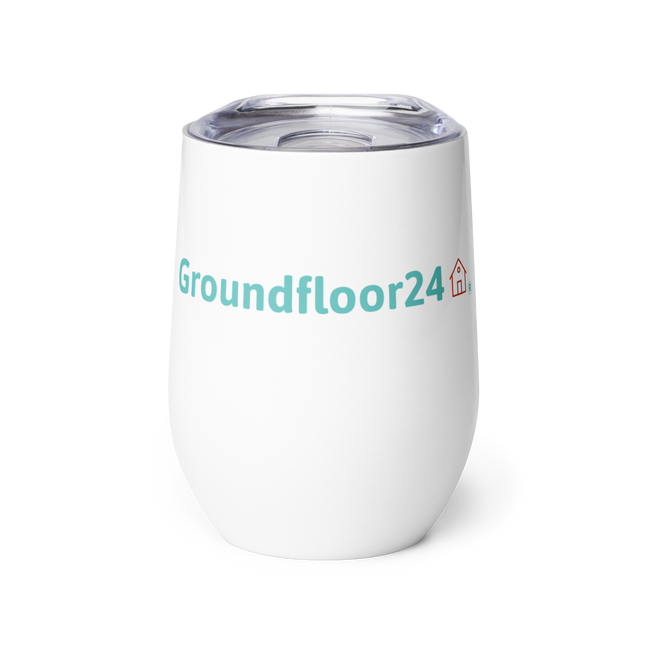 Wine tumbler with Groundfloor24 Logo