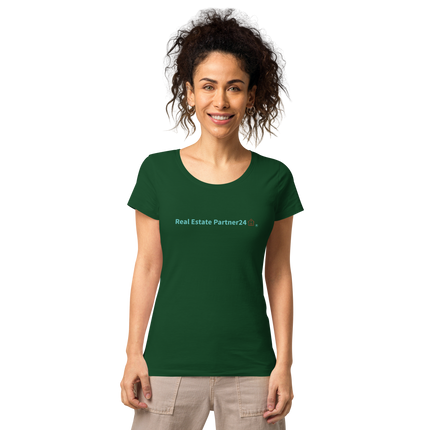 Women’s basic organic t-shirt with Real Estate Partner24 Logo