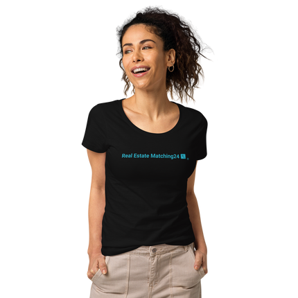 Women’s basic organic t-shirt with Real Estate Matching 24 Logo
