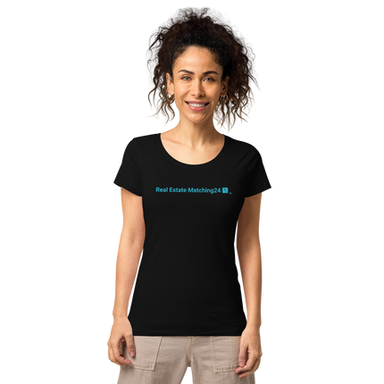 Women’s basic organic t-shirt with Real Estate Matching 24 Logo