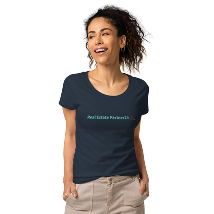 Women’s basic organic t-shirt with Real Estate Partner24 Logo