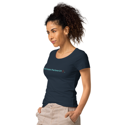 Women’s basic organic t-shirt with Real Estate Partner24 Logo