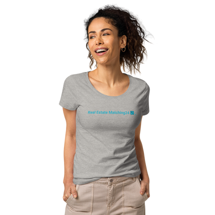 Women’s basic organic t-shirt with Real Estate Matching 24 Logo
