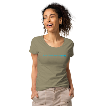 Women’s basic organic t-shirt with Real Estate Matching 24 Logo