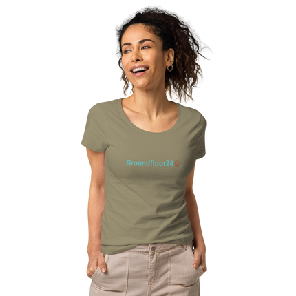 Women’s basic organic t-shirt with Groundfloor24 Logo