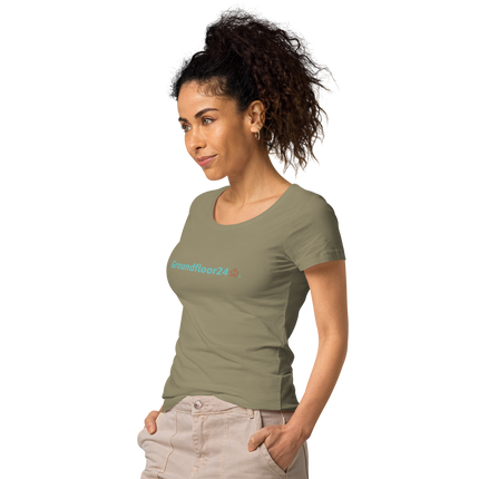 Women’s basic organic t-shirt with Groundfloor24 Logo