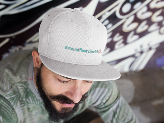 Albania Snapback Hat GroundfloorView24 with 3 Logos.